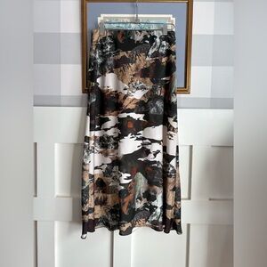 Babaton Abstract Maxi Skirt in Black, White & Brown 8